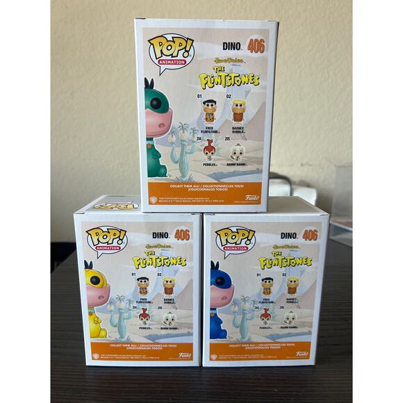 3 2500 PIECE LE VAULTED Dino Flintstones Funko Pops #406 Green Yellow Blue PCS - Picture 4 of 6